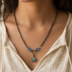 Chic Star Pendant Necklace with Blue and Silver Accents
